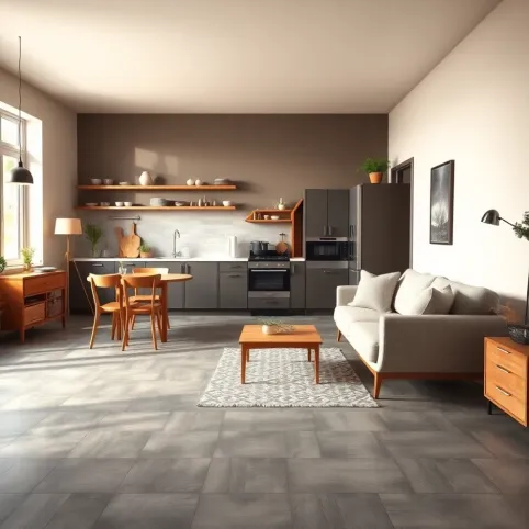 Jakie meble do szarych płytek w kuchni
