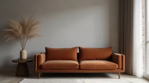 Szare ściany brązowe meble jakie dodatki