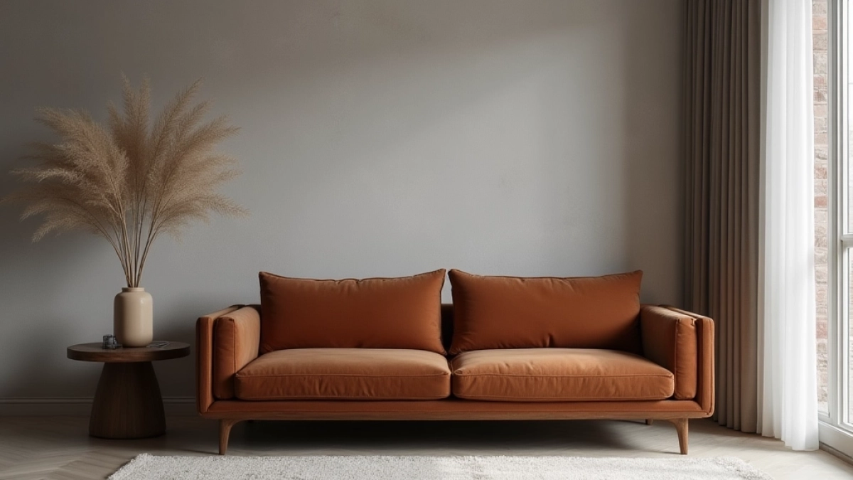 Szare ściany brązowe meble jakie dodatki